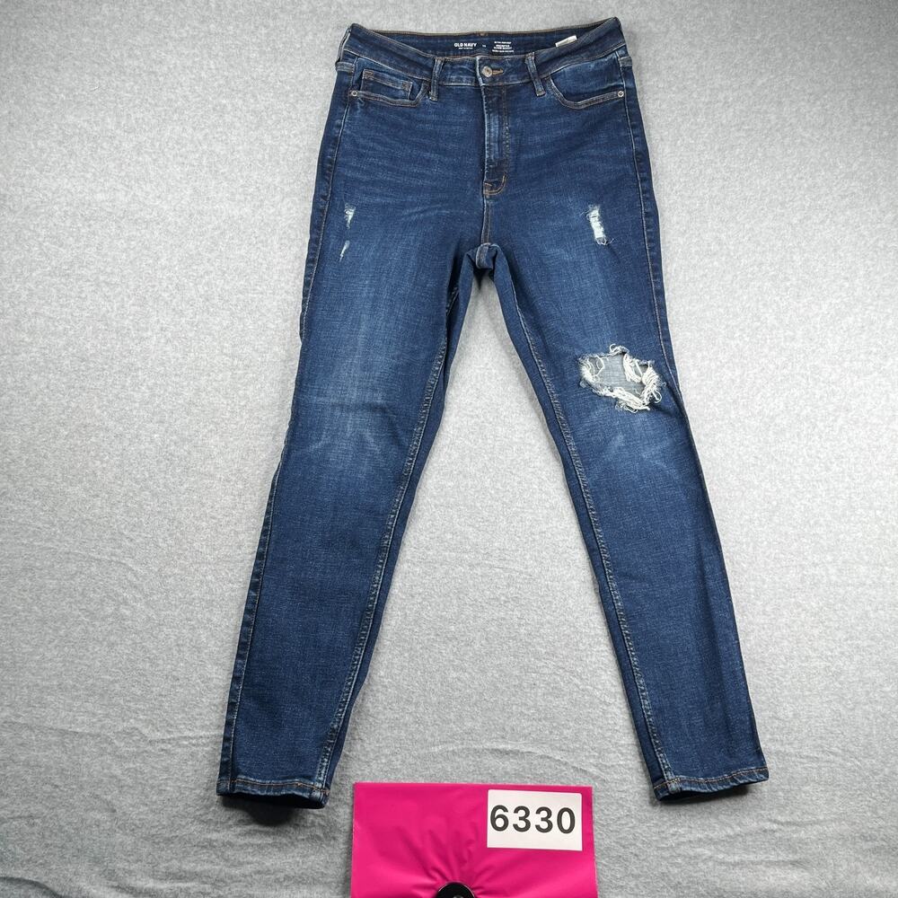 Old Navy Denim Jeans Rockstar Super Skinny Extra High Rise 360 Stretch Womens 12